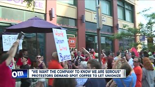 Protestors demand Spot Coffee to let unionize