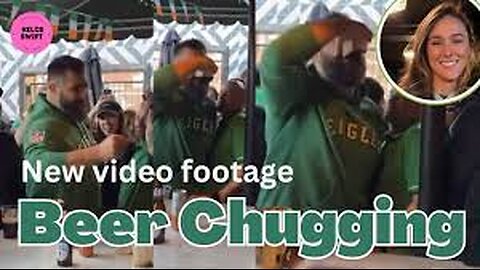 Footage: The MOMENT Jason Kelce CHUGS beer as Kylie Kelce Dance the Irish Jig For St. Patrick’s Day