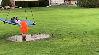 Boy finds weird way to keep boredom at bay