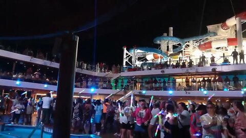 Dancing at 80s Glow Dance Party on Carnival Horizon Sept 29 2022