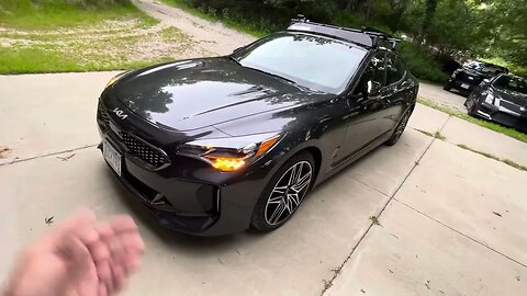 2023 KIA Stinger GT2 AWD Twin Turbo V6 Pantera Gray with Red Leather Interior.