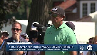 Weather, Mickelson, DeChambeau make headlines during Rocket Mortgage Classic first round