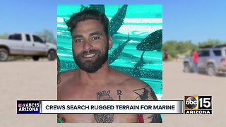 Crews search rugged terrain for missing Arizona marine