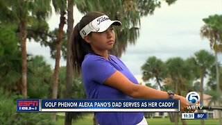 14-year-old golf phenom Alexa Pano's father serves as her caddy