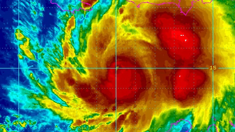 Hurricane Matthew moving through the Caribbean