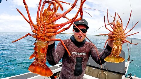 GIANT LOBSTER - Catch and Cook - CAMPING ON MY BOAT