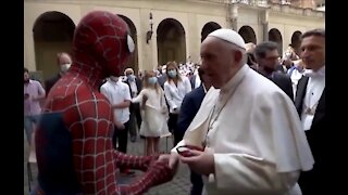 Pope Francis Meets Spider Man