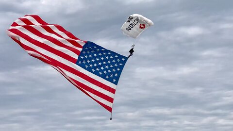 Parachuters and the National Anthem at the Northwestern Wildcats Football Game - September 2, 2017