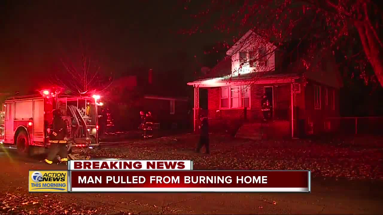 Man suffers burns after house catches fire in Detroit; 2 women & child get out safely