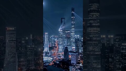 Shanghai City Night 🌙🖤One of The Biggest City in The World #shanghai