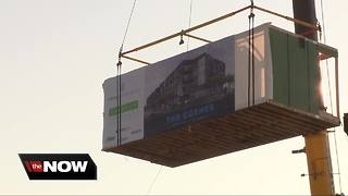 Detroit's first modular apartments being put in place in Corktown