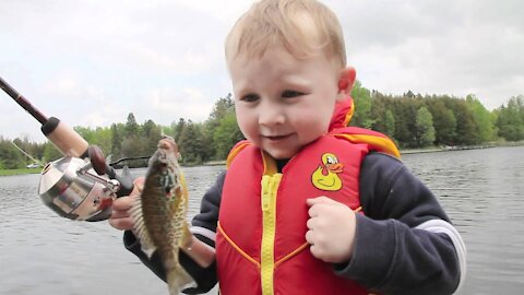 Boy's Awesome Reaction To Catching His First Fish