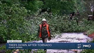 Torndao debris clean up after two tornados