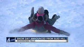 Menomonee Falls Superintendent announces snow day on "Killer Hill"