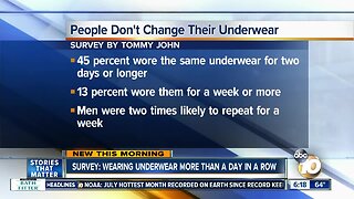 Survey from underwear company says 45% of Americans wear underwear 2 days or longer