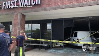 Van crashes into restaurant during busy lunch hour