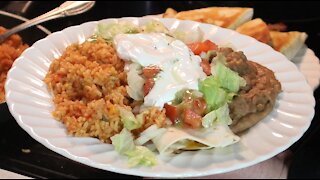 Brisket Chimichangas with Spanish Rice