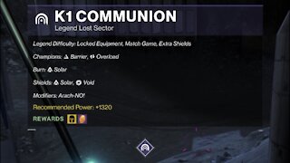 Destiny 2 Legend Lost Sector: The Moon - K1 Communion 10-12-21