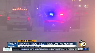Man struck by multiple vehicles on I-15 in Rancho Bernardo area