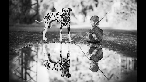 Best Friends - A Kid, a Dog & a Puddle