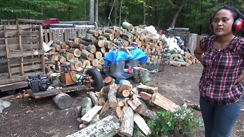 Melanie Using The Log Splitter & Canning Garden Harvest