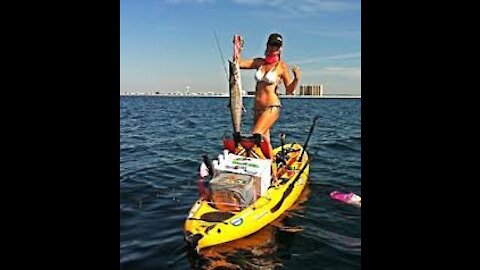 Girl Hooks BIG FISH From A Kayak! What Was It!?