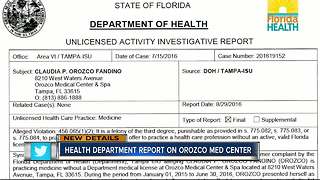 Health Department report on Orozco Medical Center