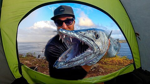 SOLO CAMPING On a CLIFF - Fish Too Big To Eat