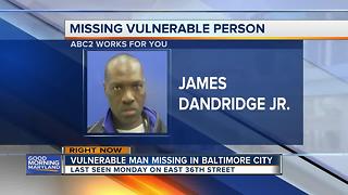 Baltimore City police search for vulnerable missing man
