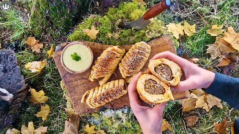 How To Make Your Own Crispy and Soft Sausage roll, of course on a campsite (ASMR, Relaxing Sounds)