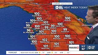 Heat advisory issued for several Tampa Bay area counties, index up to 109°F