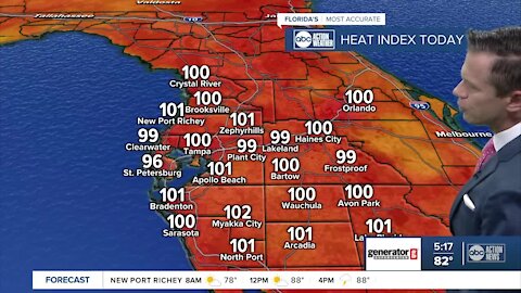 Heat advisory issued for several Tampa Bay area counties, index up to 109°F