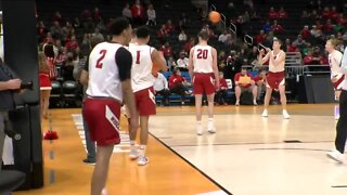 Badgers practice at Fiserv Forum ahead of Friday's game