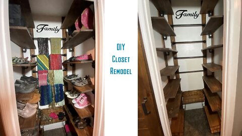 How to Remodel a Coat Closet; DIY Industrial Pipe Shelves