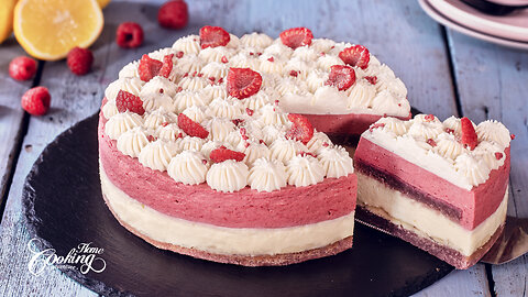 Divine White Chocolate Raspberry Mousse Cake