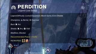 Destiny 2 Legend Lost Sector: Perdition 1-24-22