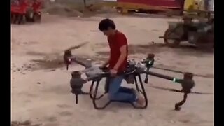 Man Mounts A Large Quad Copter Drone & Takes A Ride - HaloRock