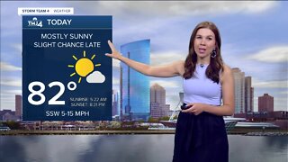 Sunny Sunday, slight chance for a few showers late