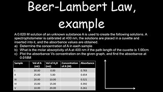 Beer-Lambert Law, Spectrophotometry, Example - Chemistry