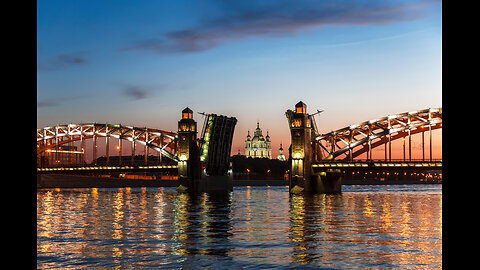 Bolsheokhtinsky bridge and the white Saint-Petersburg night