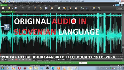 Original audio in Slovenian language postal office January 30th to February 15th 2024