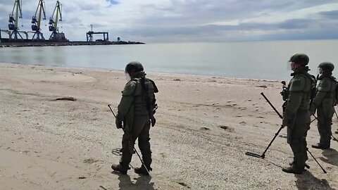 Russian sappers demine Azov Sea coast in Mariupol