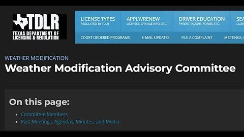 Texas Weather Modification Advisory Committee Meetings Further Prove Fabricated Weather Is Real