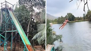 Woman ends up with mild concussion after going down on risky slide