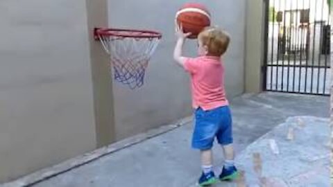 Amazing Baby Basketball Video 22 month old playing basketball