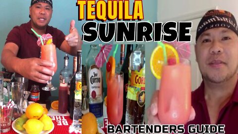 How to make Perfect TEQUILA SUNRISE COCKTAILS,/MIXOLOGIST/BARTENDER /BEST COCKTAILS