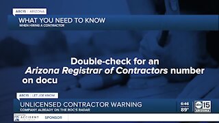 Unlicensed contractor warning: Company already on ROC's radar