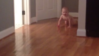 Runaway Nakey Baby Avoiding Bathtime