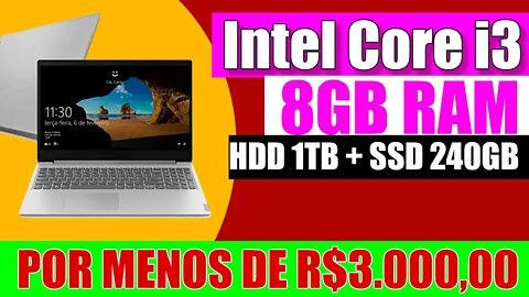 Notebook Barato com i3 SSD240GB 1TB 8GB Lenovo Ideapad S145