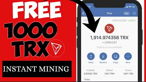 Claim 1000 TRX Instantly On Trust Wallet || Free Trx Miner